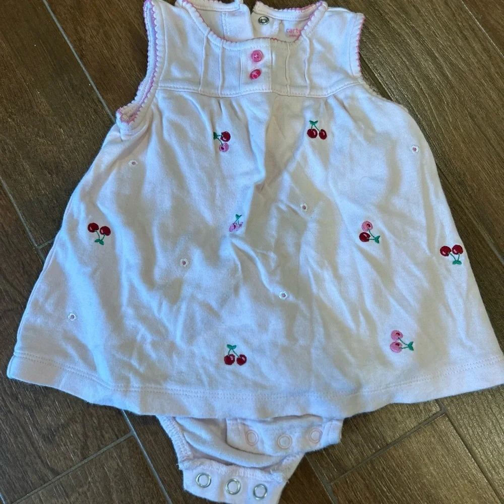 Carter's Pink and Red Diaper Covers Cherry Embroidery